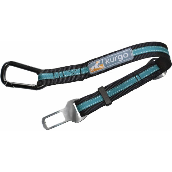 Kurgo Car Safety Tether for Dogs with Carabiner Clip, Connects Harness to Seatbelt, One Size, Black/Blue, Dog Seatbelt Loop, 01187 Kurgo Car Safety Tether for Dogs with Carabiner Clip, Connects Harness to Seatbelt, One Size, Black/Blue, Dog Seatbelt Loop, 01187
