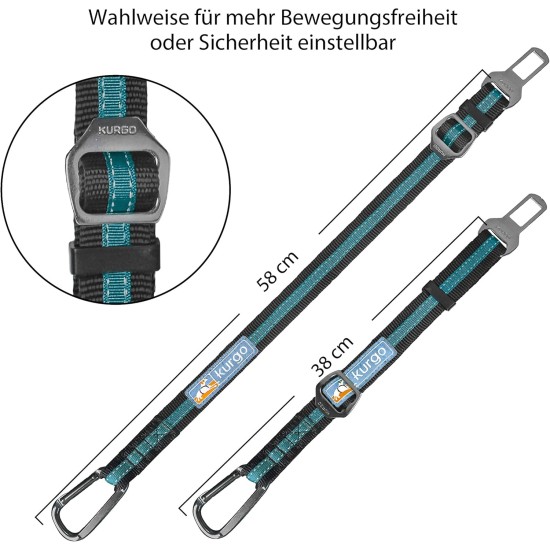 Kurgo Car Safety Tether for Dogs with Carabiner Clip, Connects Harness to Seatbelt, One Size, Black/Blue, Dog Seatbelt Loop, 01187 Kurgo Car Safety Tether for Dogs with Carabiner Clip, Connects Harness to Seatbelt, One Size, Black/Blue, Dog Seatbelt Loop, 01187
