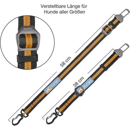 Kurgo Car Safety Tether for Dogs with Carabiner Clip, Connects Harness to Seatbelt, One Size, Black/Blue, Dog Seatbelt Loop, 01187 Kurgo Car Safety Tether for Dogs with Carabiner Clip, Connects Harness to Seatbelt, One Size, Black/Blue, Dog Seatbelt Loop, 01187