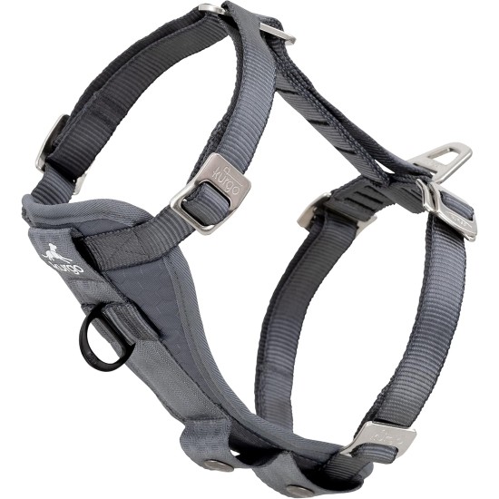 Kurgo Tru-Fit Dog Car Safety Harness with Padded Chest and D-Ring, with Car Tether, Size S, Grey Kurgo Tru-Fit Dog Car Safety Harness with Padded Chest and D-Ring, with Car Tether, Size S, Grey