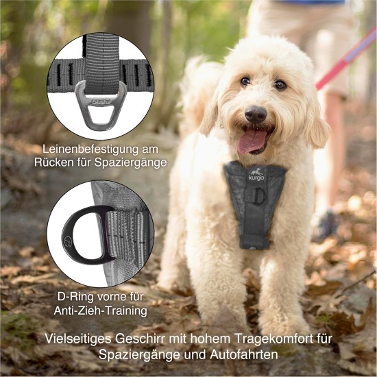 Kurgo Tru-Fit Dog Harness, Crash Tested, Car Seat Tether, for Dogs Weighing 11 to 23 kg, Size M, Black Kurgo Tru-Fit Dog Harness, Crash Tested, Car Seat Tether, for Dogs Weighing 11 to 23 kg, Size M, Black