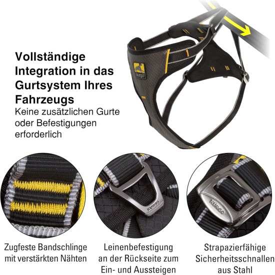 Kurgo Vehicle Safety Harness for Dogs, Universal Seatbelt Attachment via Integrated Loops, Size: Medium – Suitable for Medium Sized Breeds, Adjustable Fit, Charcoal Grey, Impact Car Harness, 01607 Kurgo Vehicle Safety Harness for Dogs, Universal Seatbelt Attachment via Integrated Loops, Size: Medium – Suitable for Medium Sized Breeds, Adjustable Fit, Charcoal Grey, Impact Car Harness, 01607