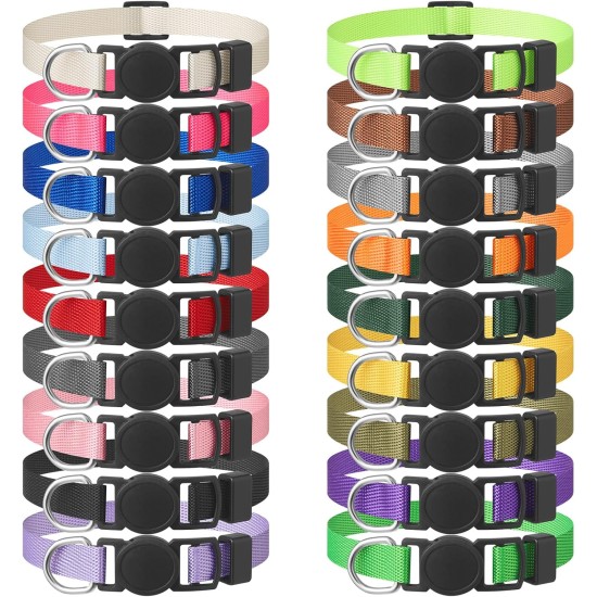 LAFAYI 18pcs Adjustable Super Soft Nylon Dog Collars Handmade for Small Dogs (7-10")