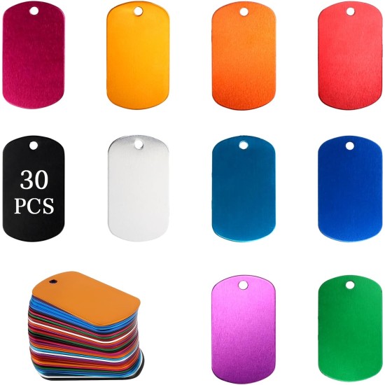 LALAGO Pack of 30 Perforated Blank Aluminium Dog Tags, Key Ring Blanks, Colourful Dog Tags, Aluminium Pet Tags with Chain for Dogs Dog Tag, Dog Tag Personalised DIY LALAGO Pack of 30 Perforated Blank Aluminium Dog Tags, Key Ring Blanks, Colourful Dog Tags, Aluminium Pet Tags with Chain for Dogs Dog Tag, Dog Tag Personalised DIY