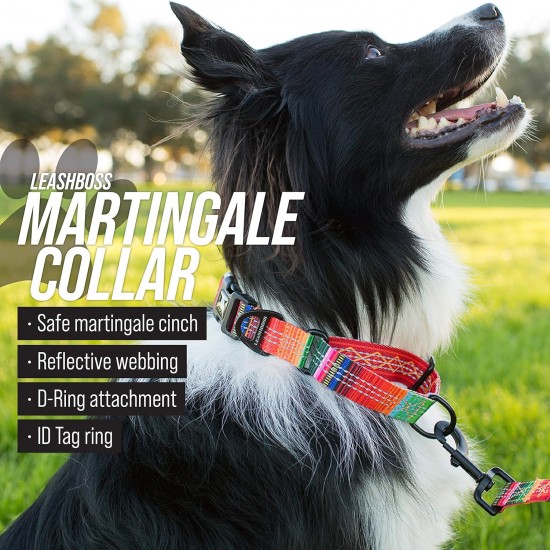Leashboss Martingale Collar for Dogs, Reflective Nylon Dog Collar for Large Dogs, Medium and Small Dogs, Quick Release Buckle, Adjustable Pet Collar Leashboss Martingale Collar for Dogs, Reflective Nylon Dog Collar for Large Dogs, Medium and Small Dogs, Quick Release Buckle, Adjustable Pet Collar