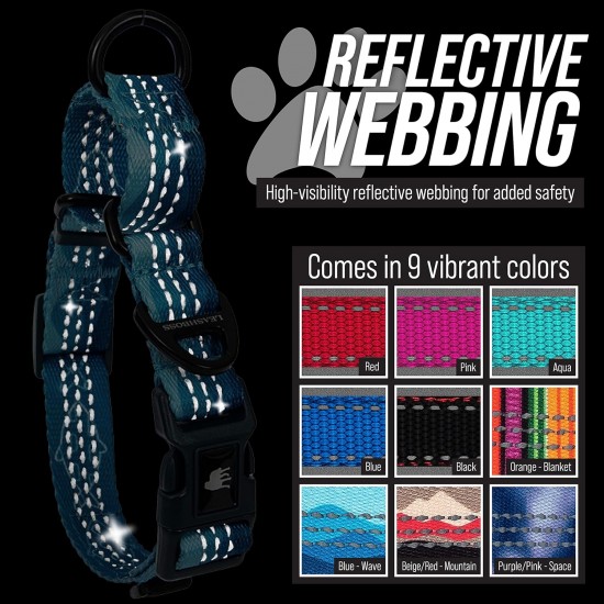 Leashboss Martingale Collar for Dogs, Reflective Nylon Dog Collar for Large Dogs, Medium and Small Dogs, Quick Release Buckle, Adjustable Pet Collar Leashboss Martingale Collar for Dogs, Reflective Nylon Dog Collar for Large Dogs, Medium and Small Dogs, Quick Release Buckle, Adjustable Pet Collar