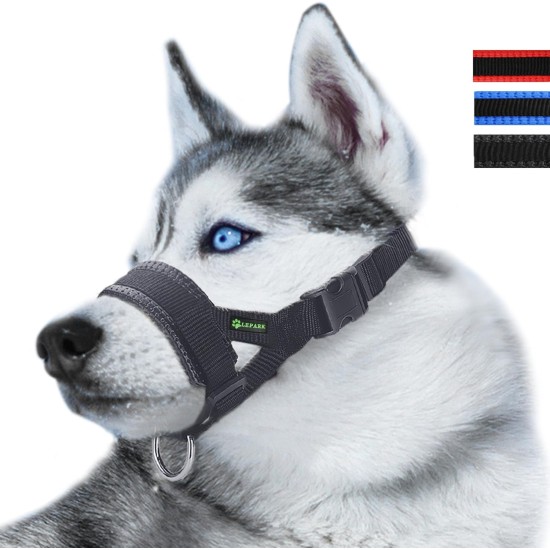 Lepark Nylon Muzzle for Small Medium Large Dogs Prevent Biting Barking Chewing Adjustable Loop (L/Black) Lepark Nylon Muzzle for Small Medium Large Dogs Prevent Biting Barking Chewing Adjustable Loop (L/Black)
