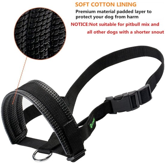 Lepark Nylon Muzzle for Small Medium Large Dogs Prevent Biting Barking Chewing Adjustable Loop (L/Black) Lepark Nylon Muzzle for Small Medium Large Dogs Prevent Biting Barking Chewing Adjustable Loop (L/Black)