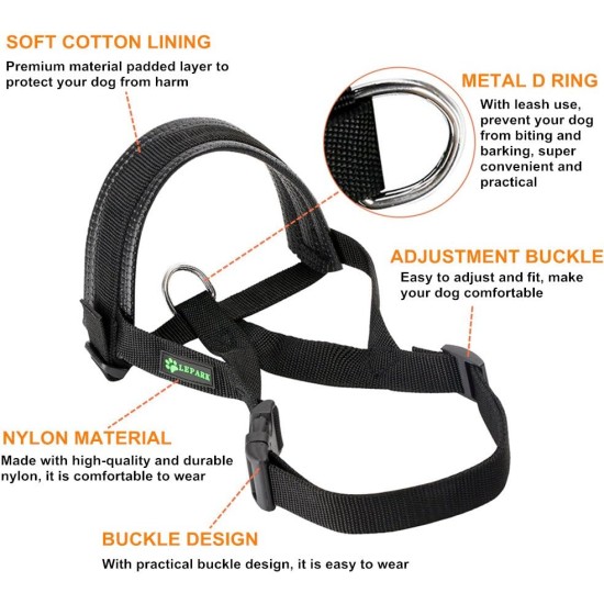 Lepark Nylon Muzzle for Small Medium Large Dogs Prevent Biting Barking Chewing Adjustable Loop (L/Black) Lepark Nylon Muzzle for Small Medium Large Dogs Prevent Biting Barking Chewing Adjustable Loop (L/Black)