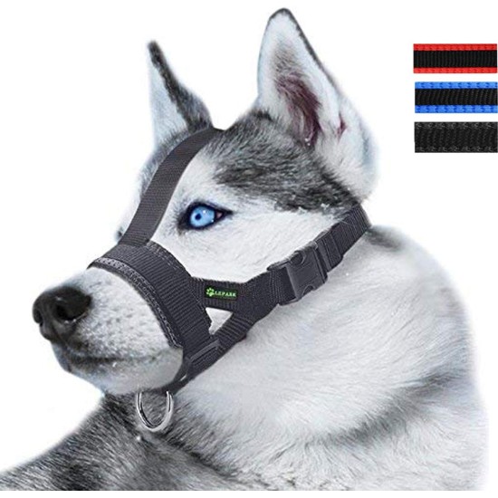 Lepark Nylon Muzzle for Small Medium Large Dogs Prevent Biting Barking Chewing Adjustable Loop (L/Black) Lepark Nylon Muzzle for Small Medium Large Dogs Prevent Biting Barking Chewing Adjustable Loop (L/Black)