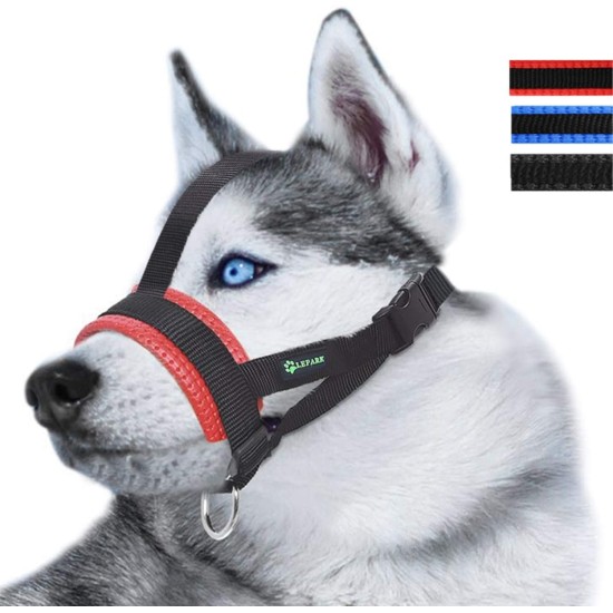 Lepark Nylon Muzzle for Small Medium Large Dogs Prevent Biting Barking Chewing Adjustable Loop (XL/Black) Lepark Nylon Muzzle for Small Medium Large Dogs Prevent Biting Barking Chewing Adjustable Loop (XL/Black)