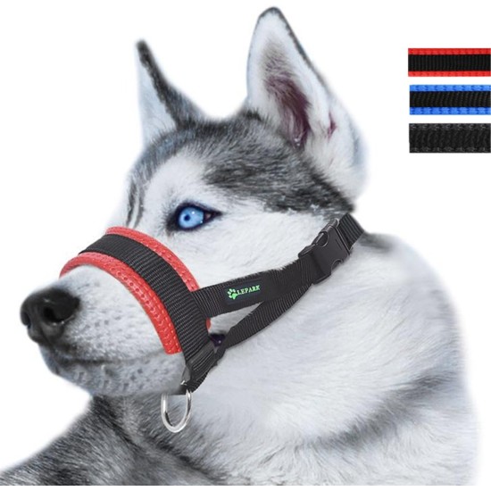 Lepark Nylon Muzzle for Small Medium Large Dogs Prevent Biting Barking Chewing Adjustable Loop (XL/Black) Lepark Nylon Muzzle for Small Medium Large Dogs Prevent Biting Barking Chewing Adjustable Loop (XL/Black)