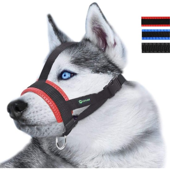Lepark Nylon Muzzle for Small Medium Large Dogs Prevent Biting Barking Chewing Adjustable Loop (XL/Black) Lepark Nylon Muzzle for Small Medium Large Dogs Prevent Biting Barking Chewing Adjustable Loop (XL/Black)