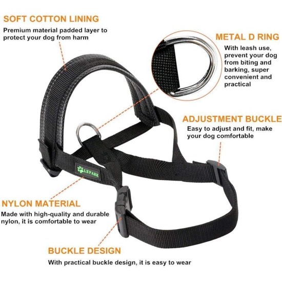 Lepark Nylon Muzzle for Small Medium Large Dogs Prevent Biting Barking Chewing Adjustable Loop (XL/Black) Lepark Nylon Muzzle for Small Medium Large Dogs Prevent Biting Barking Chewing Adjustable Loop (XL/Black)