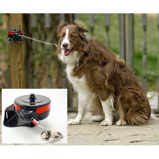 Lixit Animal Care Bracket Mount Retractable Tie Out Reel, Large Lixit Animal Care Bracket Mount Retractable Tie Out Reel, Large