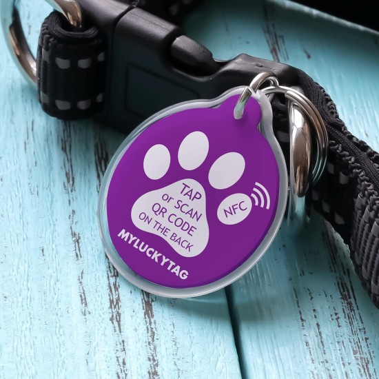 MYLUCKYTAG NFC & QR Code Smart Pet ID Tag Personalised Dog Cat Tag, Online Pet Profile, Pet Location Alert Email, Digital Pet Tag, Quiet Pet Tag, Durable Pet ID, Dog Collar Tag MYLUCKYTAG NFC & QR Code Smart Pet ID Tag Personalised Dog Cat Tag, Online Pet Profile, Pet Location Alert Email, Digital Pet Tag, Quiet Pet Tag, Durable Pet ID, Dog Collar Tag