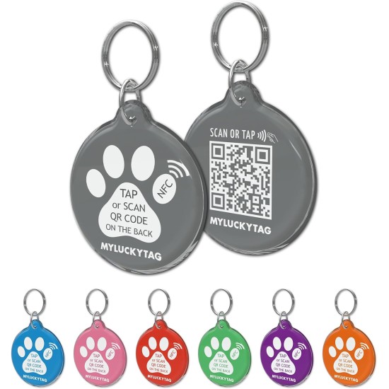 MYLUCKYTAG NFC & QR Code Smart Pet ID Tag Personalised Dog Cat Tag, Online Pet Profile, Pet Location Alert Email, Digital Pet Tag, Quiet Pet Tag, Durable Pet ID, Dog Collar Tag MYLUCKYTAG NFC & QR Code Smart Pet ID Tag Personalised Dog Cat Tag, Online Pet Profile, Pet Location Alert Email, Digital Pet Tag, Quiet Pet Tag, Durable Pet ID, Dog Collar Tag