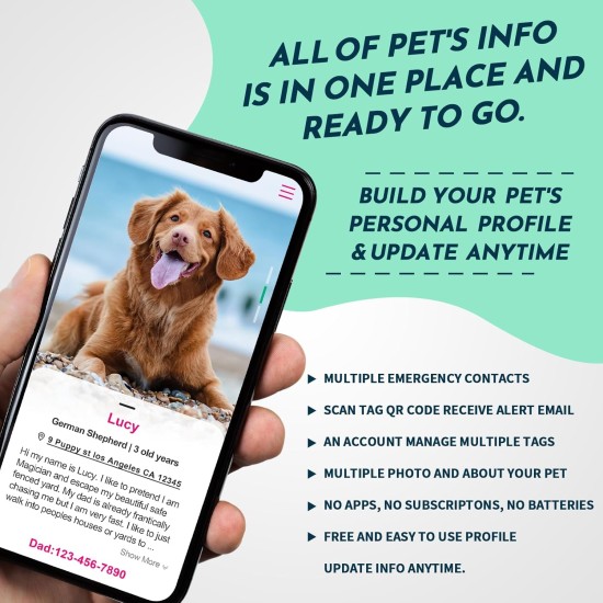 MYLUCKYTAG QR Code Pet ID Tags Dog Tags - Online Pet Profile - Scan QR Receive Instant Pet Location Alert Email MYLUCKYTAG QR Code Pet ID Tags Dog Tags - Online Pet Profile - Scan QR Receive Instant Pet Location Alert Email