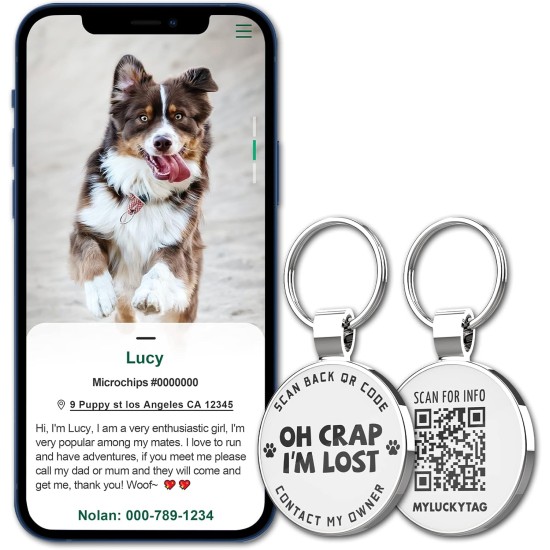 MYLUCKYTAG QR Code Pet ID Tags Dog Tags - Online Pet Profile - Scan QR Receive Instant Pet Location Alert Email MYLUCKYTAG QR Code Pet ID Tags Dog Tags - Online Pet Profile - Scan QR Receive Instant Pet Location Alert Email