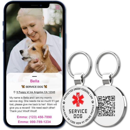 MYLUCKYTAG QR Code Service Dog Tag - Pet Online Profile - Scan QR Receive Instant Pet Location Alert Email MYLUCKYTAG QR Code Service Dog Tag - Pet Online Profile - Scan QR Receive Instant Pet Location Alert Email