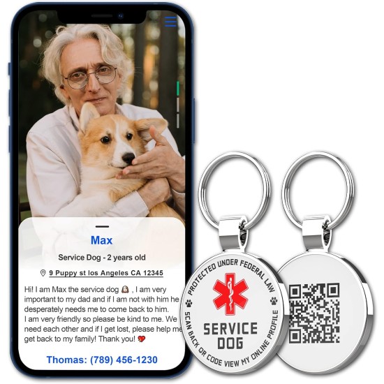MYLUCKYTAG QR Code Service Dog Tag - Pet Online Profile - Scan QR Receive Instant Pet Location Alert Email MYLUCKYTAG QR Code Service Dog Tag - Pet Online Profile - Scan QR Receive Instant Pet Location Alert Email