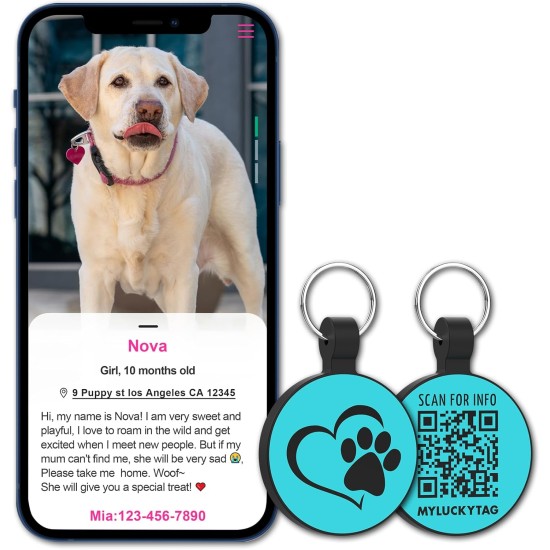 MYLUCKYTAG Quiet Silicone QR Code Pet ID Tags Dog Tags - Pet Online Profile - Scan QR Get Instant Pet Location Alert Email MYLUCKYTAG Quiet Silicone QR Code Pet ID Tags Dog Tags - Pet Online Profile - Scan QR Get Instant Pet Location Alert Email
