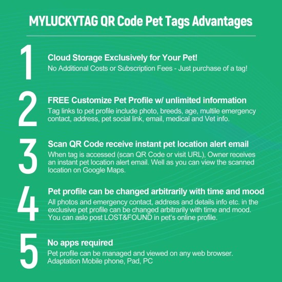 MYLUCKYTAG Quiet Silicone QR Code Pet ID Tags Dog Tags - Pet Online Profile - Scan QR Get Instant Pet Location Alert Email MYLUCKYTAG Quiet Silicone QR Code Pet ID Tags Dog Tags - Pet Online Profile - Scan QR Get Instant Pet Location Alert Email