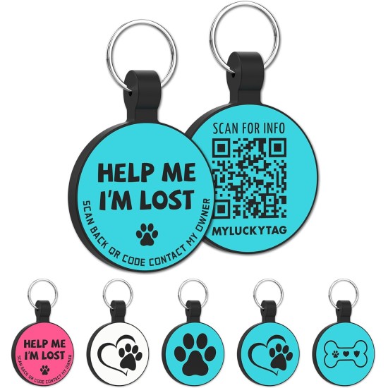 MYLUCKYTAG Quiet Silicone QR Code Pet ID Tags Dog Tags - Pet Online Profile - Scan QR Get Instant Pet Location Alert Email MYLUCKYTAG Quiet Silicone QR Code Pet ID Tags Dog Tags - Pet Online Profile - Scan QR Get Instant Pet Location Alert Email