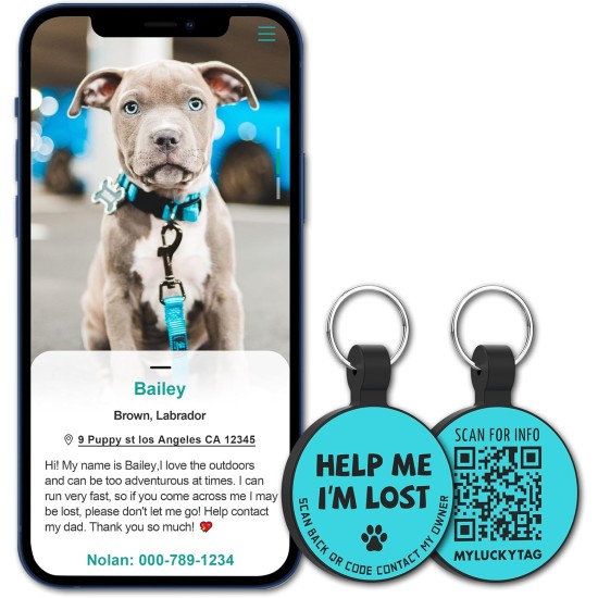 MYLUCKYTAG Quiet Silicone QR Code Pet ID Tags Dog Tags - Pet Online Profile - Scan QR Get Instant Pet Location Alert Email MYLUCKYTAG Quiet Silicone QR Code Pet ID Tags Dog Tags - Pet Online Profile - Scan QR Get Instant Pet Location Alert Email