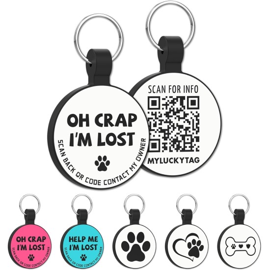MYLUCKYTAG Quiet Silicone QR Code Pet ID Tags Dog Tags - Pet Online Profile - Scan QR Get Instant Pet Location Alert Email MYLUCKYTAG Quiet Silicone QR Code Pet ID Tags Dog Tags - Pet Online Profile - Scan QR Get Instant Pet Location Alert Email