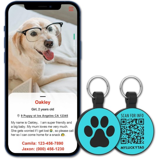 MYLUCKYTAG Quiet Silicone QR Code Pet ID Tags Dog Tags - Pet Online Profile - Scan QR Get Instant Pet Location Alert Email MYLUCKYTAG Quiet Silicone QR Code Pet ID Tags Dog Tags - Pet Online Profile - Scan QR Get Instant Pet Location Alert Email