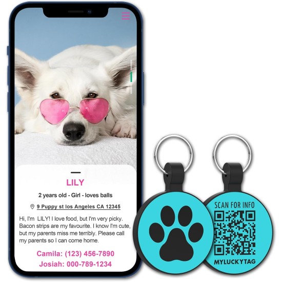 MYLUCKYTAG Quiet Silicone QR Code Pet ID Tags Dog Tags - Pet Online Profile - Scan QR Get Instant Pet Location Alert Email MYLUCKYTAG Quiet Silicone QR Code Pet ID Tags Dog Tags - Pet Online Profile - Scan QR Get Instant Pet Location Alert Email