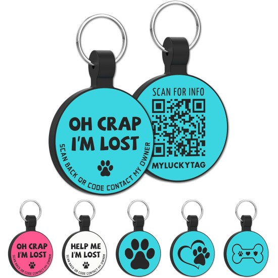MYLUCKYTAG Quiet Silicone QR Code Pet ID Tags Dog Tags - Pet Online Profile - Scan QR Get Instant Pet Location Alert Email MYLUCKYTAG Quiet Silicone QR Code Pet ID Tags Dog Tags - Pet Online Profile - Scan QR Get Instant Pet Location Alert Email