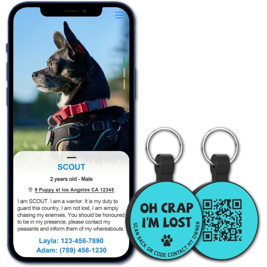 MYLUCKYTAG Quiet Silicone QR Code Pet ID Tags Dog Tags - Pet Online Profile - Scan QR Get Instant Pet Location Alert Email MYLUCKYTAG Quiet Silicone QR Code Pet ID Tags Dog Tags - Pet Online Profile - Scan QR Get Instant Pet Location Alert Email