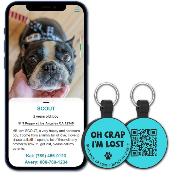 MYLUCKYTAG Quiet Silicone QR Code Pet ID Tags Dog Tags - Pet Online Profile - Scan QR Get Instant Pet Location Alert Email MYLUCKYTAG Quiet Silicone QR Code Pet ID Tags Dog Tags - Pet Online Profile - Scan QR Get Instant Pet Location Alert Email
