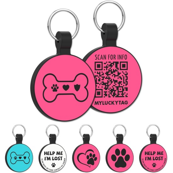MYLUCKYTAG Quiet Silicone QR Code Pet ID Tags Dog Tags - Pet Online Profile - Scan QR Get Instant Pet Location Alert Email MYLUCKYTAG Quiet Silicone QR Code Pet ID Tags Dog Tags - Pet Online Profile - Scan QR Get Instant Pet Location Alert Email