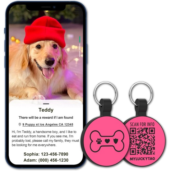 MYLUCKYTAG Quiet Silicone QR Code Pet ID Tags Dog Tags - Pet Online Profile - Scan QR Get Instant Pet Location Alert Email MYLUCKYTAG Quiet Silicone QR Code Pet ID Tags Dog Tags - Pet Online Profile - Scan QR Get Instant Pet Location Alert Email
