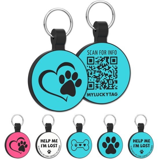 MYLUCKYTAG Quiet Silicone QR Code Pet ID Tags Dog Tags - Pet Online Profile - Scan QR Get Instant Pet Location Alert Email MYLUCKYTAG Quiet Silicone QR Code Pet ID Tags Dog Tags - Pet Online Profile - Scan QR Get Instant Pet Location Alert Email