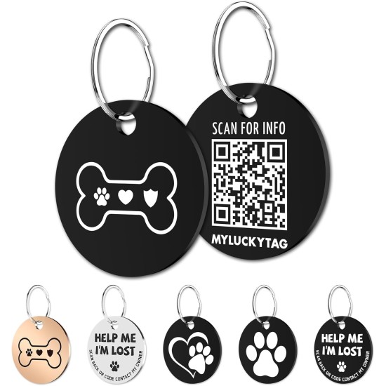 MYLUCKYTAG Stainless Steel QR Code Pet ID Tags Dog Tags - Pet Online Profile - Scan QR Get Instant Pet Location Alert Email MYLUCKYTAG Stainless Steel QR Code Pet ID Tags Dog Tags - Pet Online Profile - Scan QR Get Instant Pet Location Alert Email