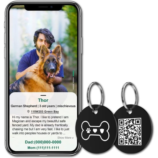 MYLUCKYTAG Stainless Steel QR Code Pet ID Tags Dog Tags - Pet Online Profile - Scan QR Get Instant Pet Location Alert Email MYLUCKYTAG Stainless Steel QR Code Pet ID Tags Dog Tags - Pet Online Profile - Scan QR Get Instant Pet Location Alert Email