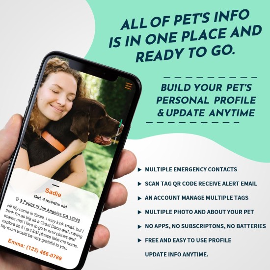 MYLUCKYTAG Stainless Steel QR Code Pet ID Tags Dog Tags - Pet Online Profile - Scan QR Get Instant Pet Location Alert Email MYLUCKYTAG Stainless Steel QR Code Pet ID Tags Dog Tags - Pet Online Profile - Scan QR Get Instant Pet Location Alert Email