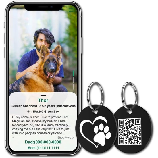 MYLUCKYTAG Stainless Steel QR Code Pet ID Tags Dog Tags - Pet Online Profile - Scan QR Get Instant Pet Location Alert Email MYLUCKYTAG Stainless Steel QR Code Pet ID Tags Dog Tags - Pet Online Profile - Scan QR Get Instant Pet Location Alert Email