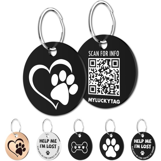 MYLUCKYTAG Stainless Steel QR Code Pet ID Tags Dog Tags - Pet Online Profile - Scan QR Get Instant Pet Location Alert Email MYLUCKYTAG Stainless Steel QR Code Pet ID Tags Dog Tags - Pet Online Profile - Scan QR Get Instant Pet Location Alert Email