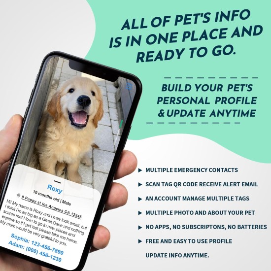 MYLUCKYTAG Stainless Steel QR Code Pet ID Tags Dog Tags - Pet Online Profile - Scan QR Get Instant Pet Location Alert Email MYLUCKYTAG Stainless Steel QR Code Pet ID Tags Dog Tags - Pet Online Profile - Scan QR Get Instant Pet Location Alert Email