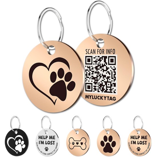 MYLUCKYTAG Stainless Steel QR Code Pet ID Tags Dog Tags - Pet Online Profile - Scan QR Get Instant Pet Location Alert Email MYLUCKYTAG Stainless Steel QR Code Pet ID Tags Dog Tags - Pet Online Profile - Scan QR Get Instant Pet Location Alert Email