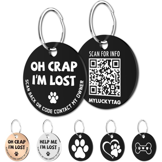 MYLUCKYTAG Stainless Steel QR Code Pet ID Tags Dog Tags - Pet Online Profile - Scan QR Get Instant Pet Location Alert Email MYLUCKYTAG Stainless Steel QR Code Pet ID Tags Dog Tags - Pet Online Profile - Scan QR Get Instant Pet Location Alert Email