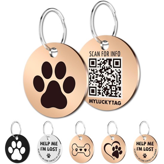 MYLUCKYTAG Stainless Steel QR Code Pet ID Tags Dog Tags - Pet Online Profile - Scan QR Get Instant Pet Location Alert Email MYLUCKYTAG Stainless Steel QR Code Pet ID Tags Dog Tags - Pet Online Profile - Scan QR Get Instant Pet Location Alert Email