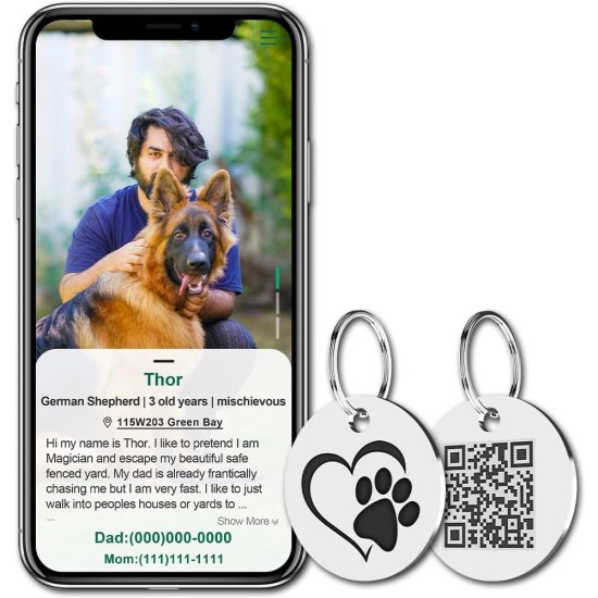 MYLUCKYTAG Stainless Steel QR Code Pet ID Tags Dog Tags - Pet Online Profile - Scan QR Get Instant Pet Location Alert Email MYLUCKYTAG Stainless Steel QR Code Pet ID Tags Dog Tags - Pet Online Profile - Scan QR Get Instant Pet Location Alert Email