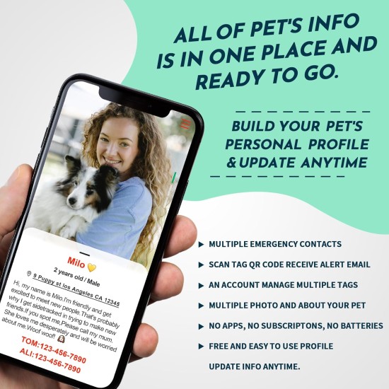 MYLUCKYTAG Stainless Steel QR Code Pet ID Tags Dog Tags - Pet Online Profile - Scan QR Get Instant Pet Location Alert Email MYLUCKYTAG Stainless Steel QR Code Pet ID Tags Dog Tags - Pet Online Profile - Scan QR Get Instant Pet Location Alert Email