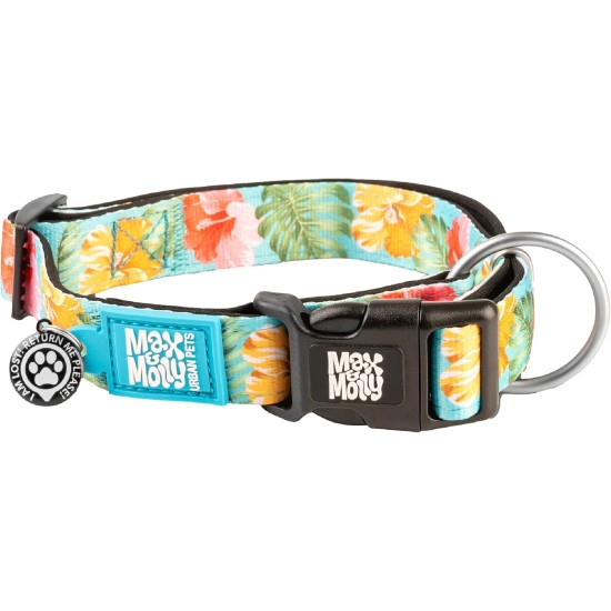 Max & Molly Safety QR Code Dog Tag, Soft Adjustable and Waterproof Cute Tropical Summer Design Dog Collar for Girls Boys (Medium, Teal) Max & Molly Safety QR Code Dog Tag, Soft Adjustable and Waterproof Cute Tropical Summer Design Dog Collar for Girls Boys (Medium, Teal)